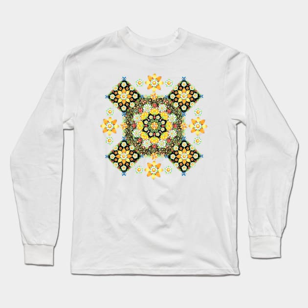 Folkloric Maximalist Flower Crown Long Sleeve T-Shirt by PatriciaSheaArt